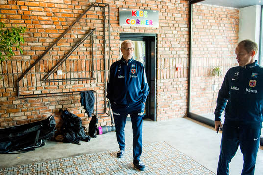 Lars Lagerbäck, head coach of Norway, and Svein Graff,