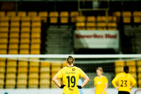 Marte Berget of LSK Kvinner looks dejected