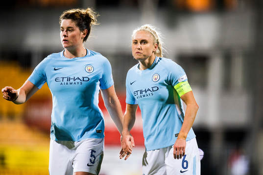 Jennifer Beattie and Steph Houghton of Manchester City