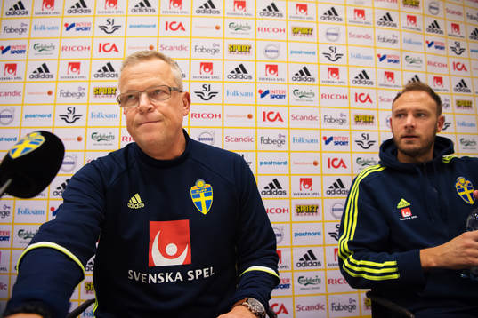 Förbundskapten Janne Andersson och Andreas Granqvist