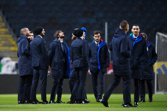 Italiens fotbollslandslag med Giorgio Chiellini gör en