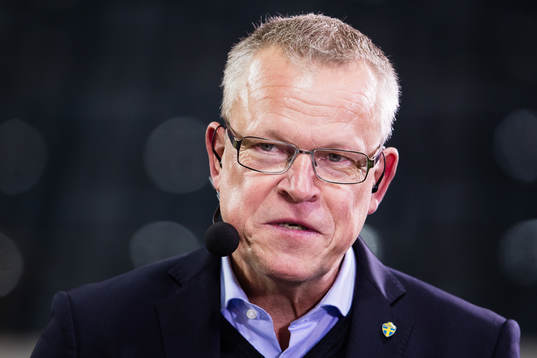 Sveriges förbundskapten Janne Andersson i Eurosports studio