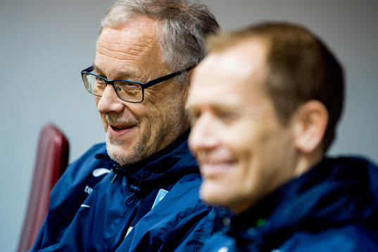 Lars Lagerbäck, head coach of Norway, and Svein Graff,