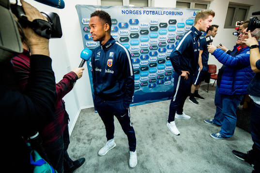 Ola Kamara and Alexander Sørloth of Norway