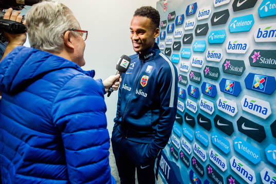 Ola Kamara of Norway is being interview by Davy Wathne of
