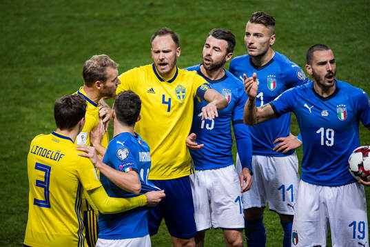 Sveriges Victor Nilsson Lindelöf, Ola Toivonen och Andreas