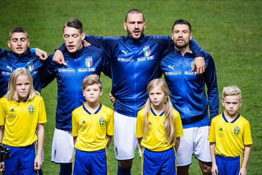 Italiens Marco Verratti, Andrea Belotti , Leonardo Bonucci