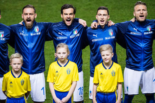 Italiens Daniele De Rossi, Marco Parolo och Matteo Darmian