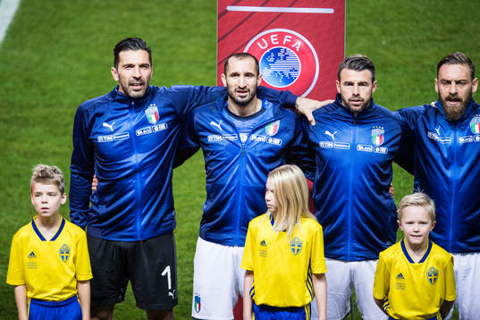 Italiens målvakt Gianluigi Buffon, Giorgio Chiellini,