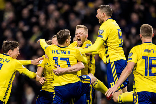 Sveriges Sebastian Larsson, Marcus Berg och Viktor Claesson