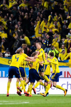 Sveriges spelare jublar