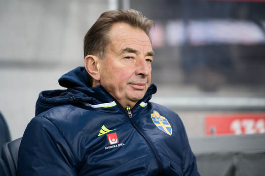 Sveriges scout Tom Prahl före fotbollsmatchen i VM-kvalets