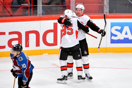 Ottawas Mark Stone jublar med Matt Duchene