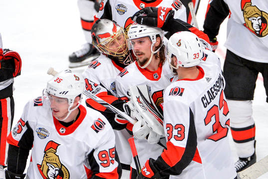 Ottawas Fredrik Claesson och Erik Karlsson jublar