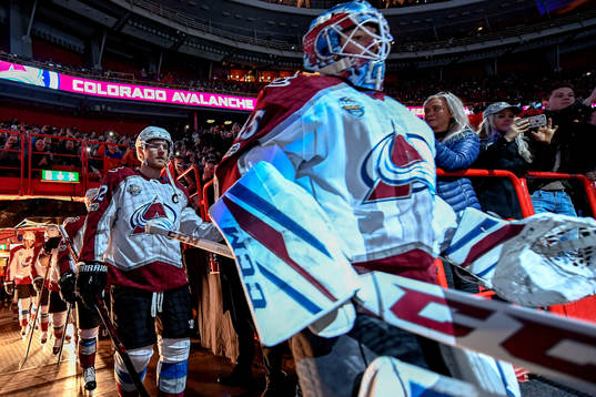 Colorados Gabriel Landeskog och målvakt Jonathan Bernier
