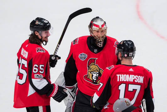 Ottawas målvakt Craig Anderson, Erik Karlsson och Nate
