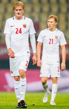 Morten Thorsby and Birger Meling of Norway look dejected