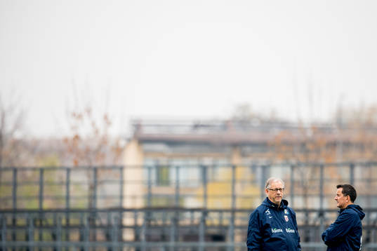 Lars Lagerbäck, head coach, and Per Joar Hansen, assistant