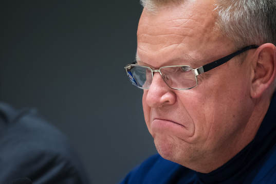 Förbundskapten Janne Andersson grimaserar