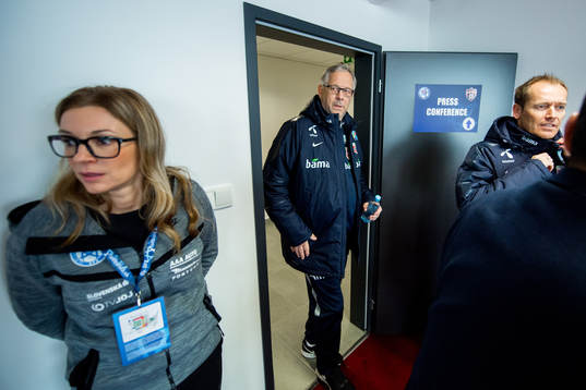 Lars Lagerbäck, head coach of Norway, and Svein Graff,