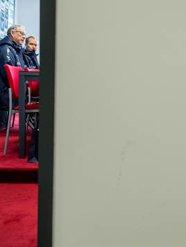 Lars Lagerbäck, head coach of Norway, and Svein Graff,