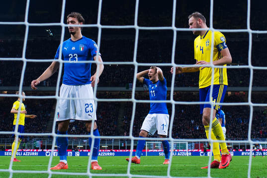 Italiens Manolo Gabbiadini och Ciro Immobile deppar