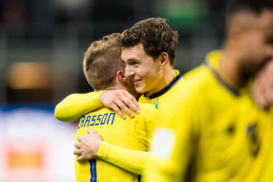 Sveriges Victor Nilsson Lindelöf jublar