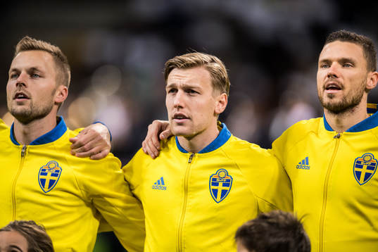 Sveriges Sebastian Larsson, Emil Forsberg och Marcus Berg