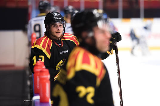 Brynäs Alexander Bjurström före ishockeymatchen i SHL