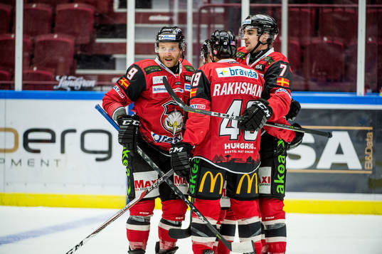 Malmö Redhawks Frederik Storm, Rhett Rakhshani och Nils