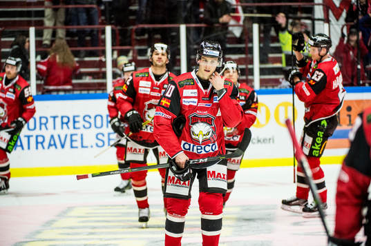 Malmö Redhawks Robin Alvarez deppar med lagkamraterna