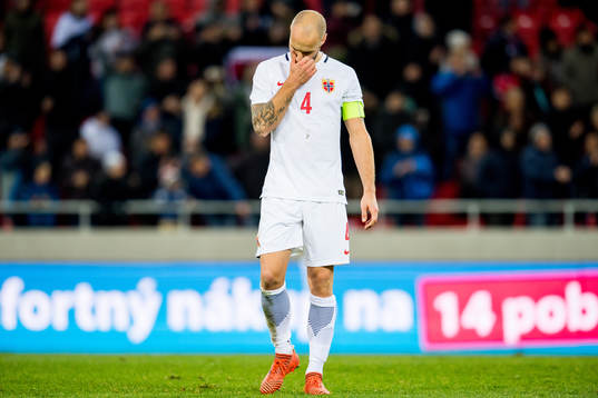 Tore Reginiussen of Norway looks dejected
