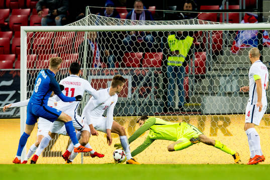 Goalkeeper Rune Almenning Jarstein of Norway makes a save
