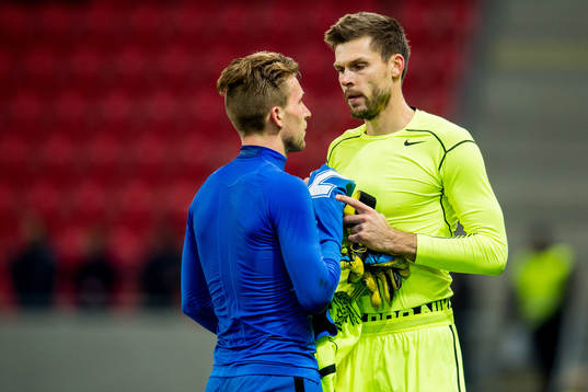 Peter Pekarik of Slovakia and goalkeeper Rune Almenning