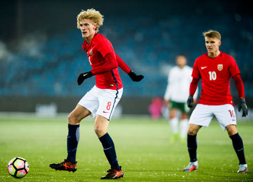 Morten Thorsby and Martin Ødegaard of Norway