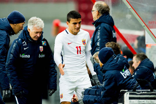 Mohamed Elyounoussi of Norway is substituted off the pitch