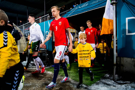 Birk Risa of Norway enters the pitch