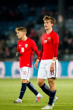Martin Ødegaard and Erlend Reitan of Norway