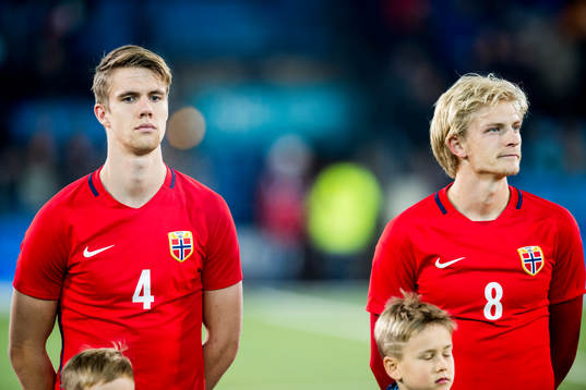 Kristoffer Ajer and Morten Thorsby of Norway
