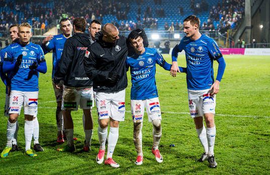 Trelleborgs Mattias Håkansson och Zoran Jovanovic i mitten