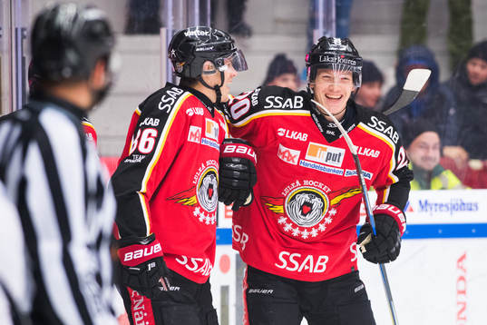Luleås Emil Larsson och Gustav Rydahl jublar