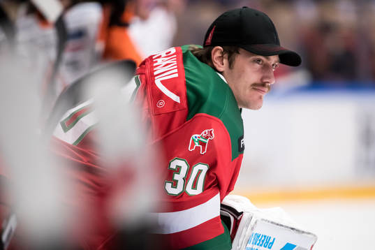 Moras målvakt Mattias Pettersson  i ishockeymatchen i SHL