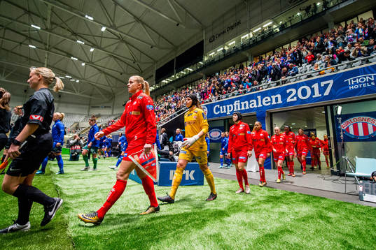 Elise Hove Thorsnes and goalkeeper Katlynn Loretta Fraine