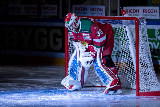 Moras målvakt Mattias Pettersson  i ishockeymatchen i SHL