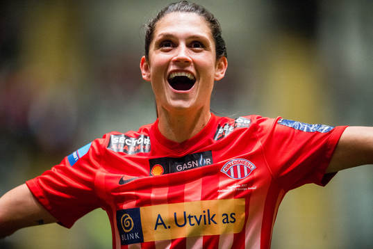 Andreia Rosa de Andrade of Avaldsnes celebrates