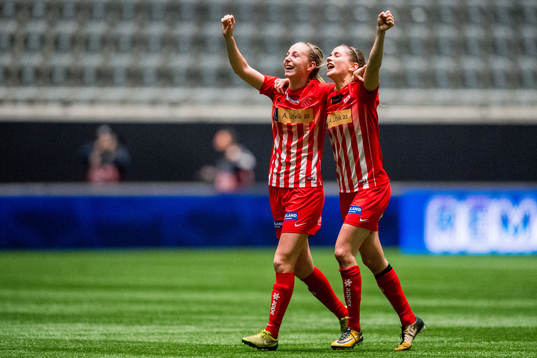 Hanna Dahl and Ingrid Ryland of Avaldsnes celebrate