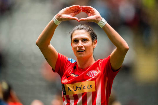 Andreia Rosa de Andrade of Avaldsnes celebrates