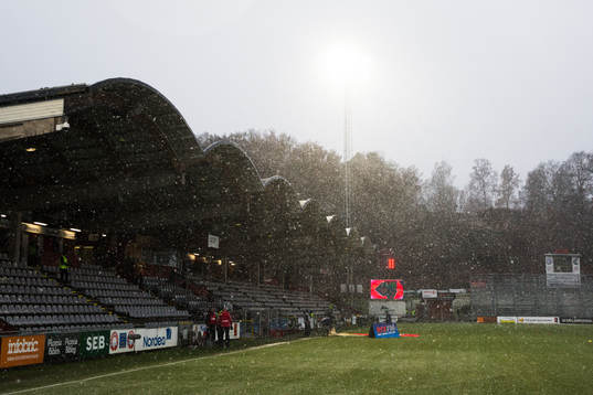 Snöfall på Stadsparksvallen