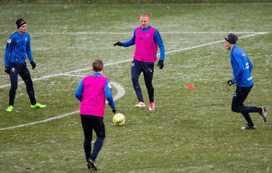 Trelleborgs spelare värmer upp