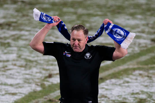 Trelleborgs tränare Patrick Winqvist jublar